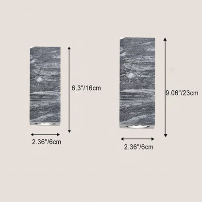 Cylinder Square Stone Wood 1-Light Wall Sconce Lamp
