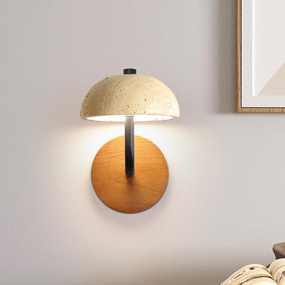 Japanese Iron Wood Umbrella Mushroom LED Wall Sconce Lamp
