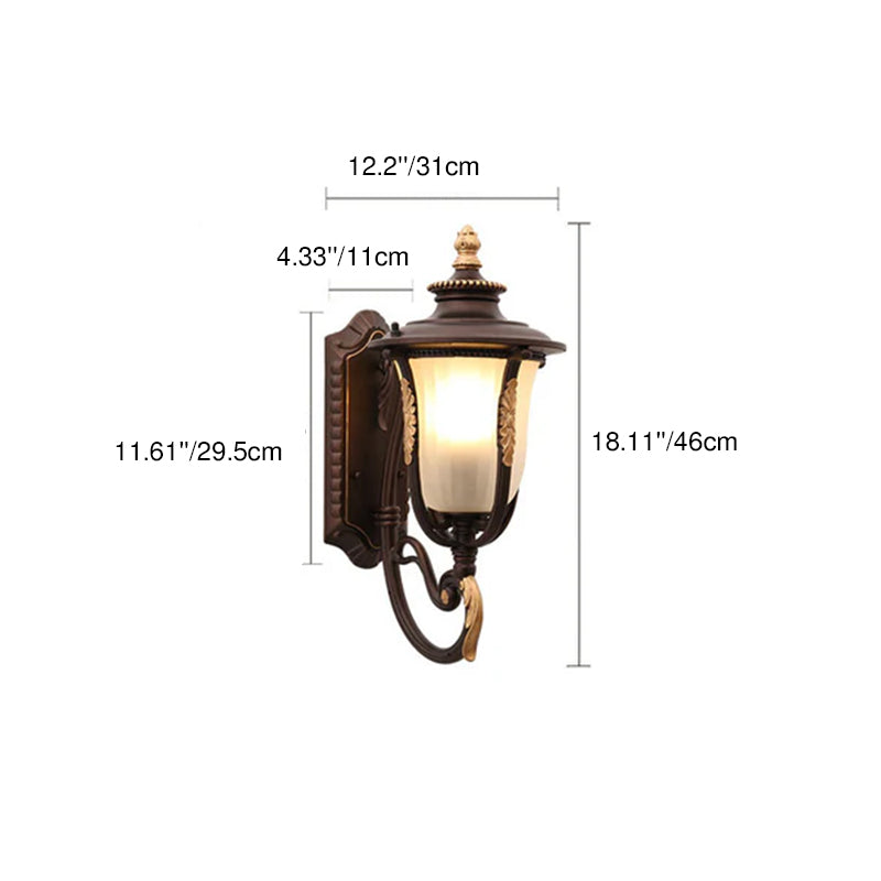 Coffee Aluminum Glass 1-Light Waterproof Wall Sconce Lamp