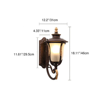 Coffee Aluminum Glass 1-Light Waterproof Wall Sconce Lamp