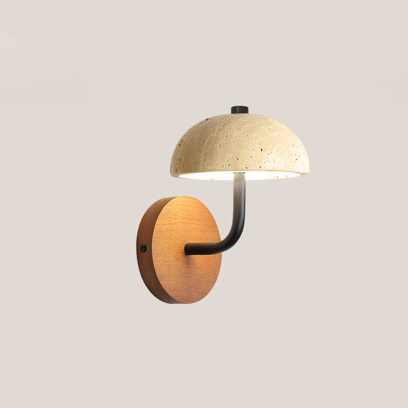 Japanese Iron Wood Umbrella Mushroom LED Wall Sconce Lamp