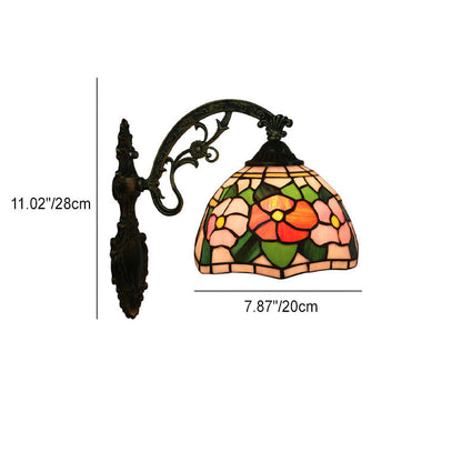 Tiffany Alloy Iron Stained Glass 1-Light Wall Sconce Lamp