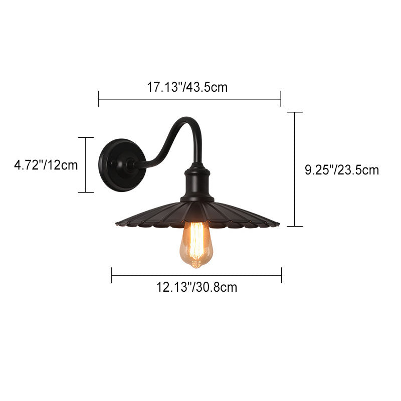 Waterproof Pleated Petal Iron 1-Light Wall Sconce Lamp