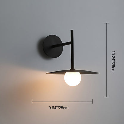 Iron Glass Disc Round Plate 1-Light Wall Sconce Lamp