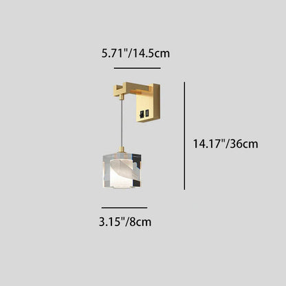 Luxury Cube H65 Brass Acrylic 1-Light Wall Sconce Lamp