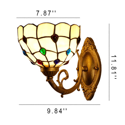 Tiffany Stained Glass Bowl 1-Light Wall Sconce Lamp