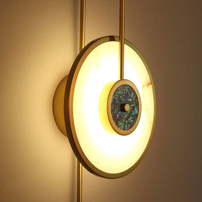 Luxury Marble Round Shell Curved Arm LED Wall Sconce Lamp