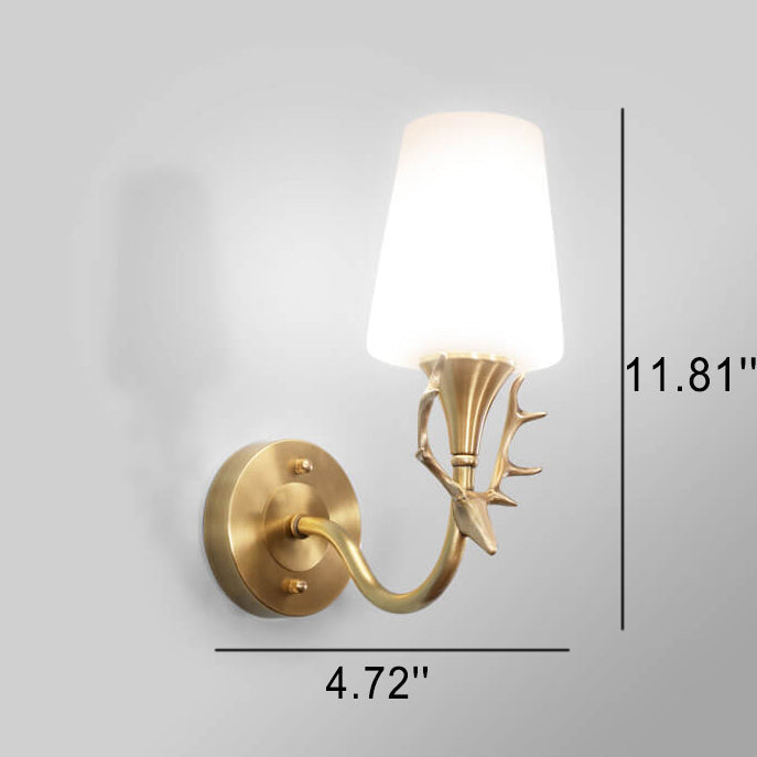Full Exquisite Deer Head Design 1/2-Light Wall Sconce Lamp