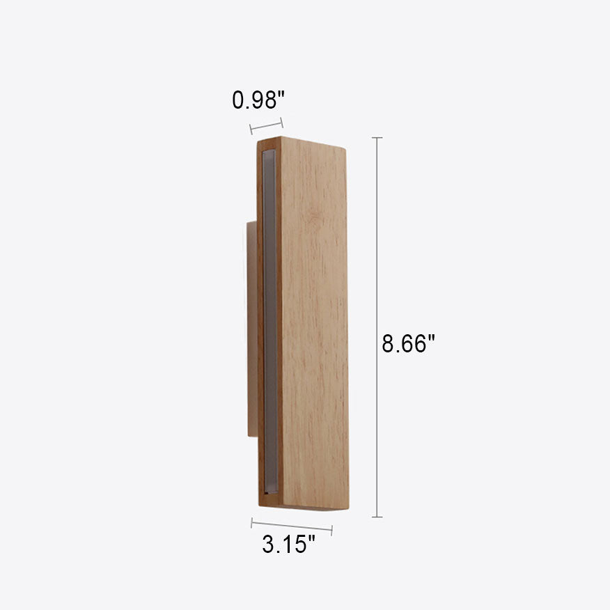 Japanese Minimalist Log Rectangular LED Wall Sconce