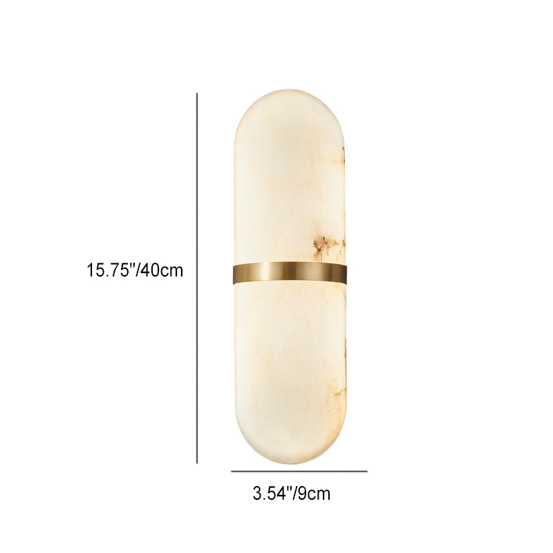 Chinese Marble Copper Cylinder LED Wall Sconce Lamp