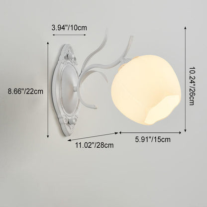 Nordic Floral Glass Round 1/2 Light Wall Sconce Lamp