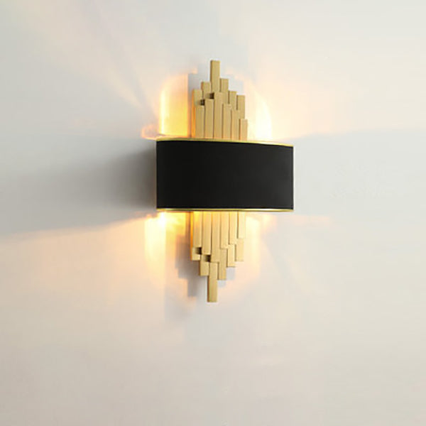 Modern Fabric Hardware Column 2-Light Wall Sconce Lamp