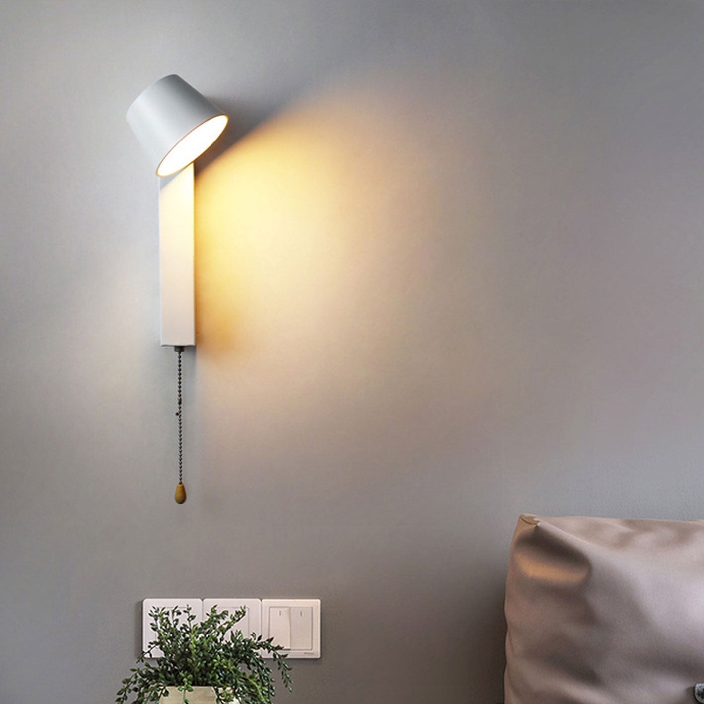Wrought Iron Acrylic Pull Wire Switch LED Wall Sconce Lamp
