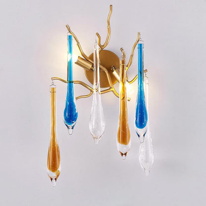 Colorful Crystal Strip Branch 2-Light Wall Sconce Lamp