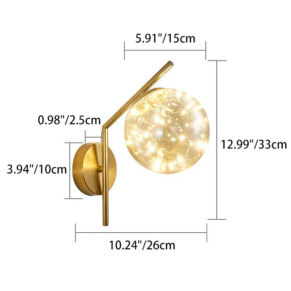European Full Star Iron Glass Ball LED Wall Sconce Lamp