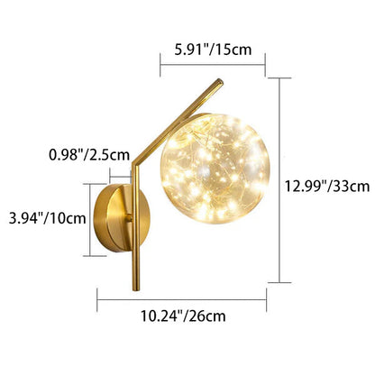 European Full Star Iron Glass Ball LED Wall Sconce Lamp