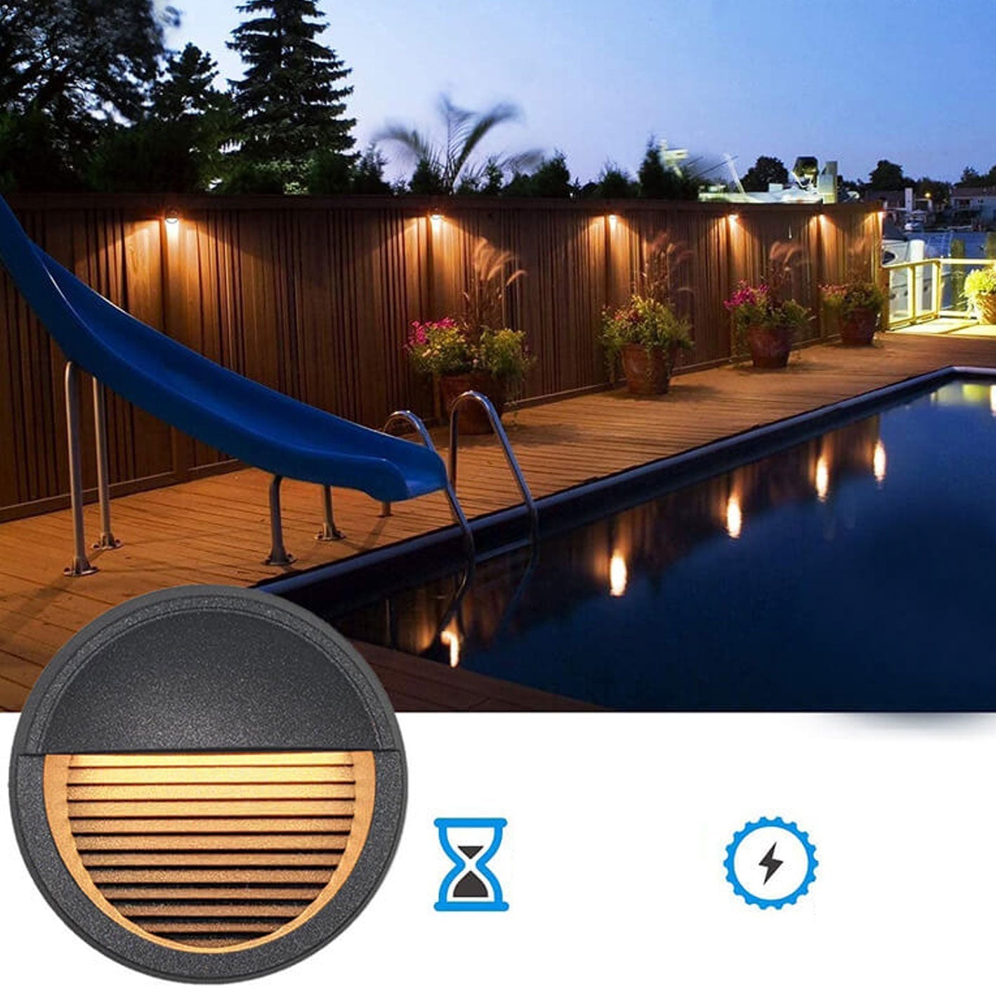 Round Aluminum LED Outdoor Stair Enclosure Step Light