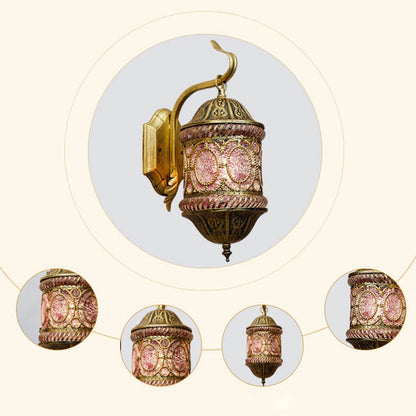 Southeast Style Hollow Iron Pink 1-Light Wall Sconce Lamp
