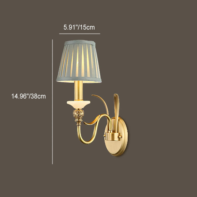 French Cone Copper Curved Arm 1//2 Light Wall Sconce Lamp