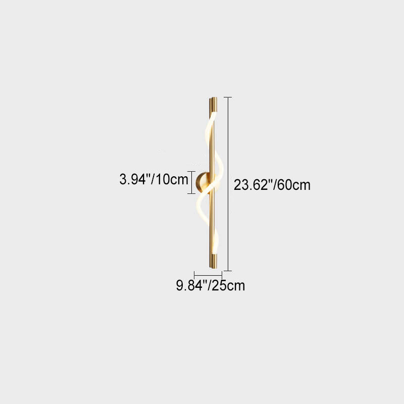 Copper-Plated Curve Long Bar Copper LED Wall Sconce Lamp