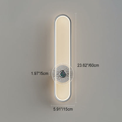 Minimalist Long Oval Hardware Aluminum LED Wall Sconce Lamp
