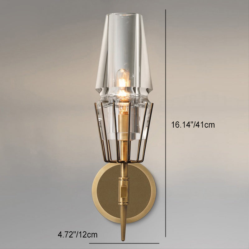 Retro Iron Glass Cylinder 1/2 Light Wall Sconce Lamp