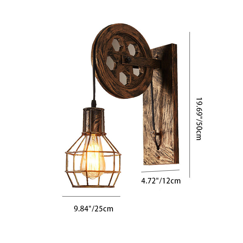 Traditional Linear Round Iron 1-Light Wall Sconce Lamp