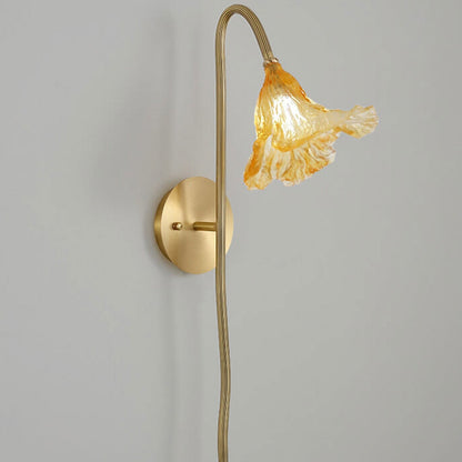 Chinese Lotus Glass Lamp Design 1-Light Wall Sconce Lamp