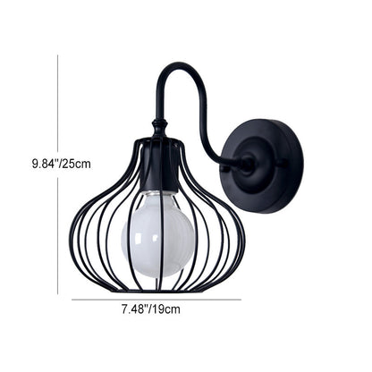Iron Frame Pumpkin Shape 1-Light Wall Sconce Lamp