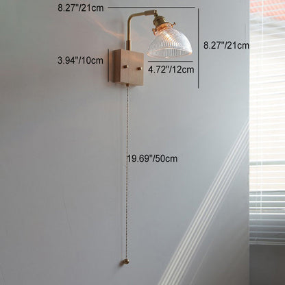 Japanese Hemispheric Pull Cord 1-Light Wall Sconce Lamp