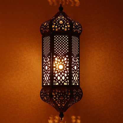 Hollowed Column Copper Moroccan 1-Light Wall Sconce Lamp