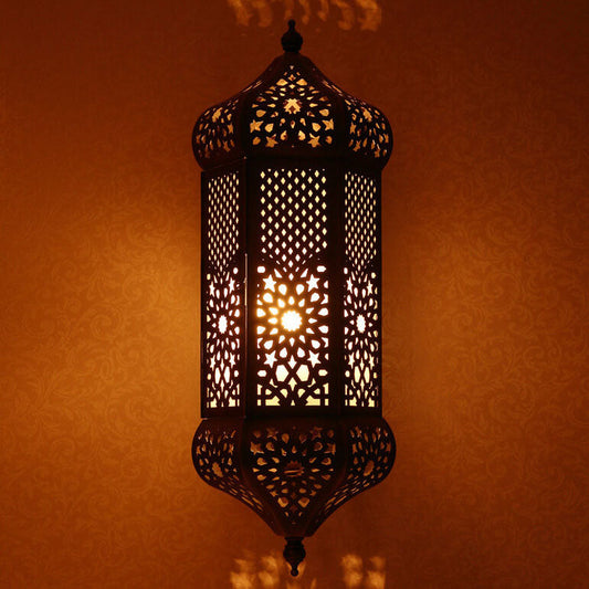 Hollowed Column Copper Moroccan 1-Light Wall Sconce Lamp