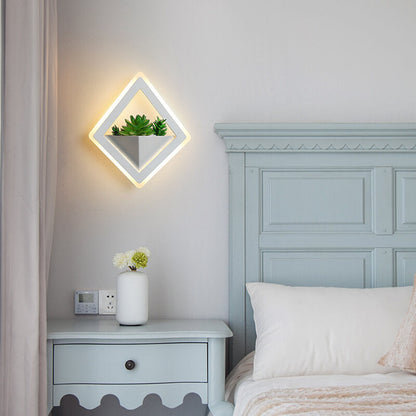Modern Square Iron Plants Acrylic LED Wall Sconce Lamp