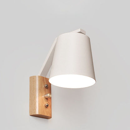 Nordic Solid Wood Cylindrical 1-Light Wall Sconce Lamp