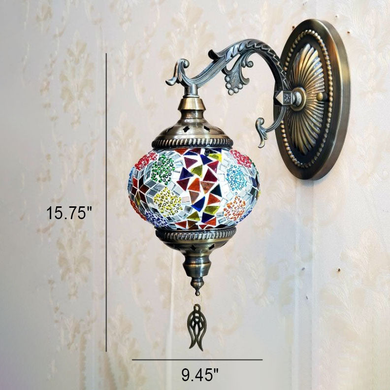 European Exotic Cracked Glass 1-Light Wall Sconce Lamp