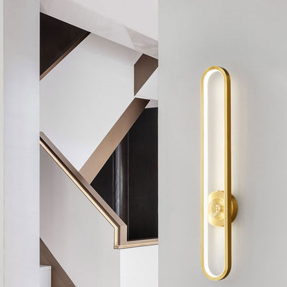 Light Luxury Full Brass Long Ring LED Wall Sconce Lamp
