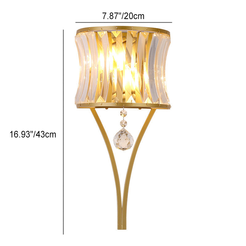 Half Triangle Iron Crystal 1-Light Wall Sconce Lamp
