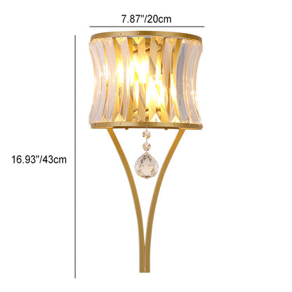 Half Triangle Iron Crystal 1-Light Wall Sconce Lamp