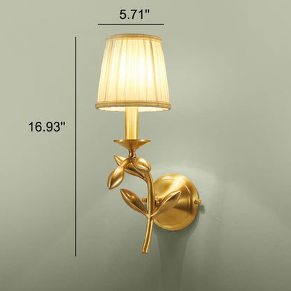 Golden And Jade Leaves Full Copper 1-Light Wall Sconce Lamp