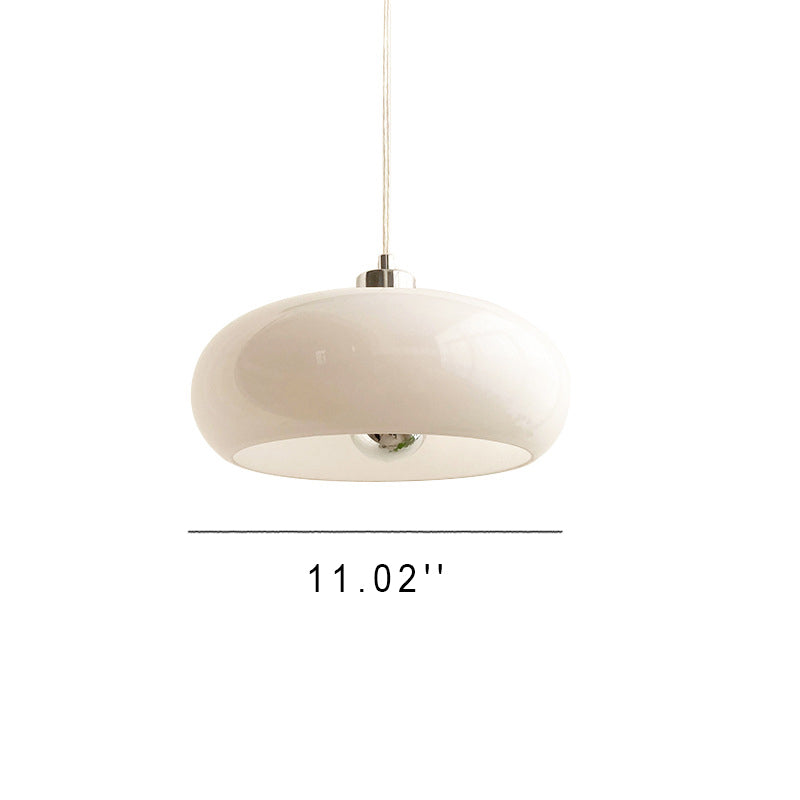 Vintage White / Orange Glass Dome 1-Light Pendant Light