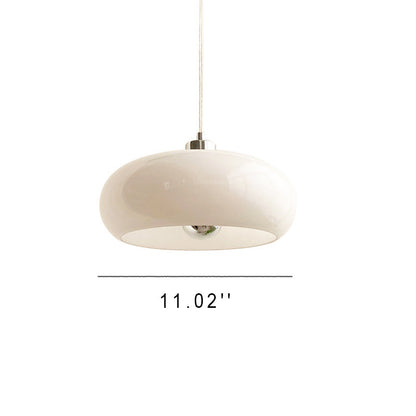 Vintage White / Orange Glass Dome 1-Light Pendant Light
