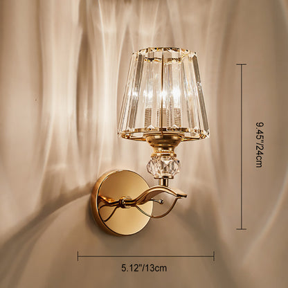 Round Trapezoidal Hardware Crystal 1-Light Wall Sconce Lamp