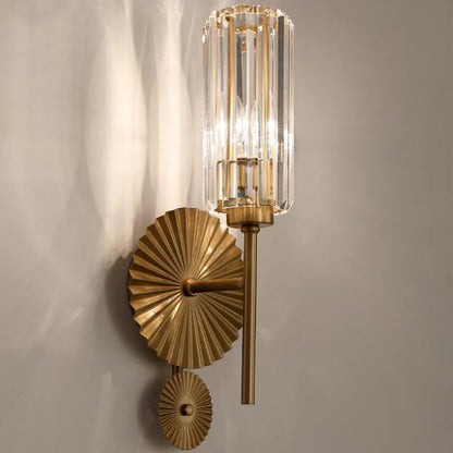 Luxury Crystal Column Round Base 1-Light Wall Sconce Lamp