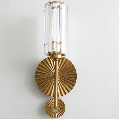 Luxury Crystal Column Round Base 1-Light Wall Sconce Lamp
