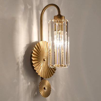 Luxury Crystal Column Round Base 1-Light Wall Sconce Lamp