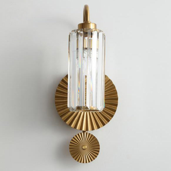 Luxury Crystal Column Round Base 1-Light Wall Sconce Lamp