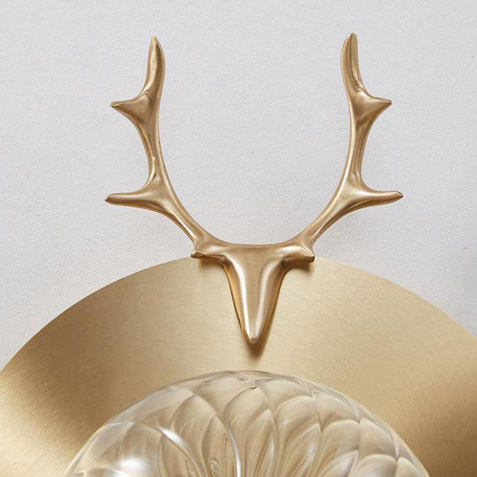All Copper Light Luxury Deer Head 1-Light Wall Sconce Lamp