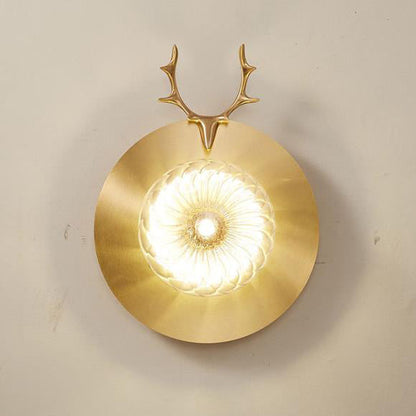 All Copper Light Luxury Deer Head 1-Light Wall Sconce Lamp