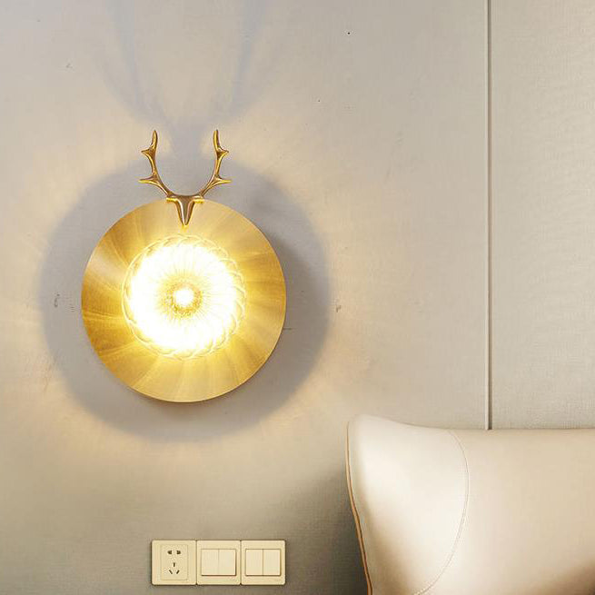 All Copper Light Luxury Deer Head 1-Light Wall Sconce Lamp