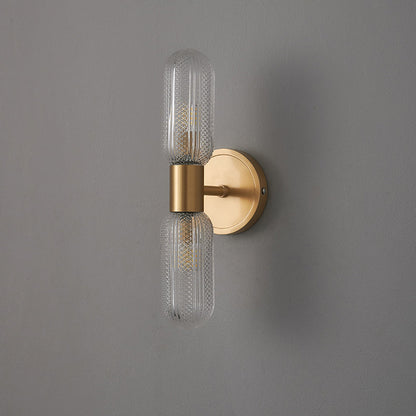 Diamond Textured Glass Brass 2-Light Wall Sconce Lamp